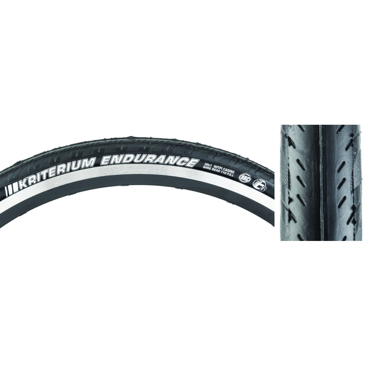Tire Ken Kriterium Enduro Sport 20X1.0 Black/Bk Hrc/E3/60 Wire 100Psi