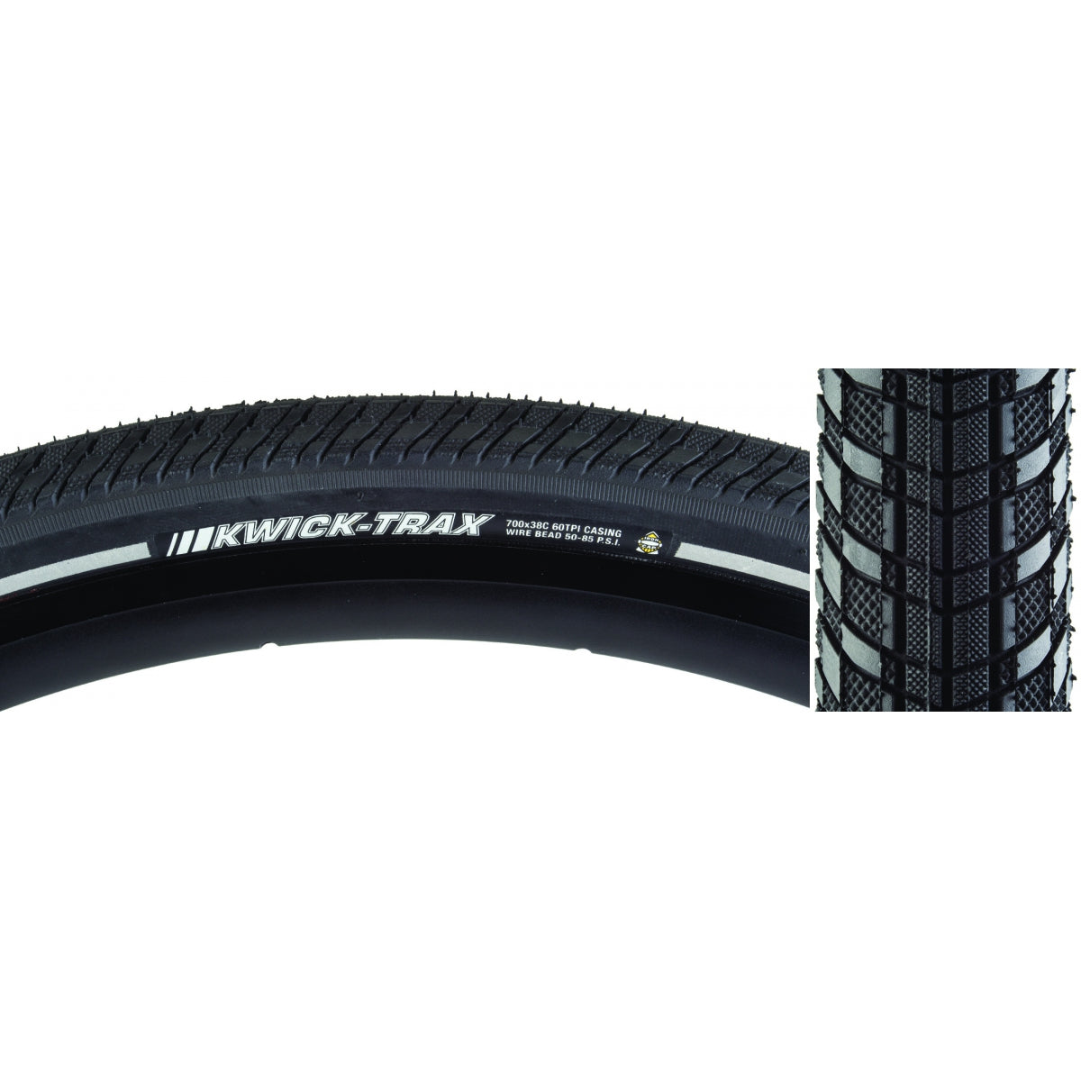 Tire Ken Kwick Trax 700X38 Black/Bk/Ref Src/Icap/60 Wire 85Psi