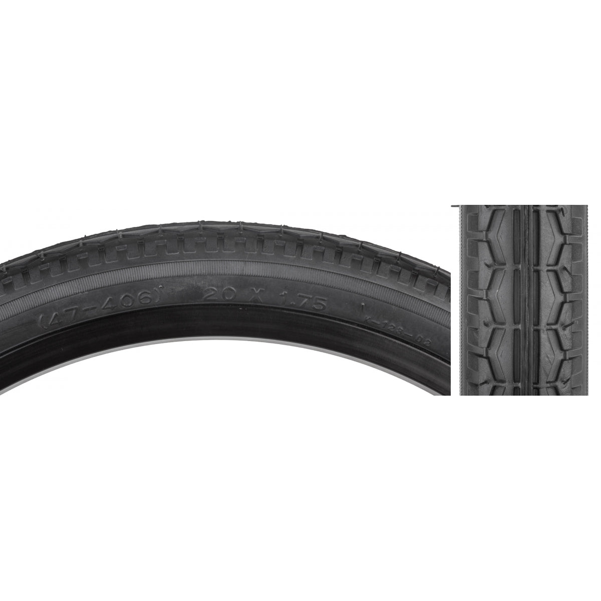 Tire Sunlite 20X1.75 Black/Bk Street K123 Wire