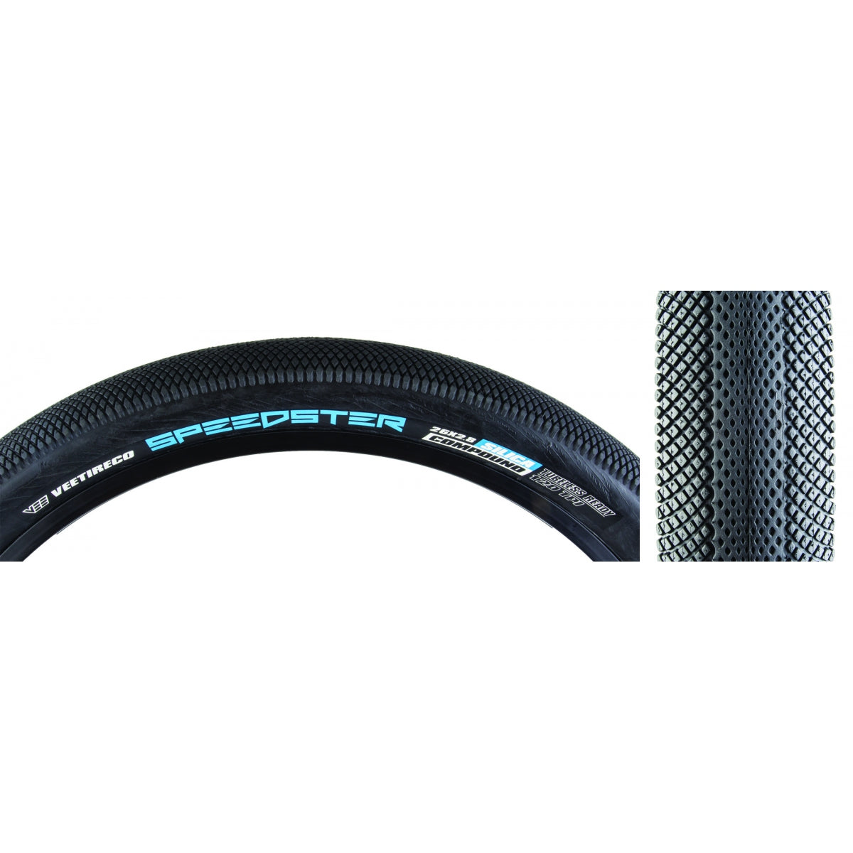 Tire Vee Speedster 26X2.8 Black/Bk Fold/120/Sc