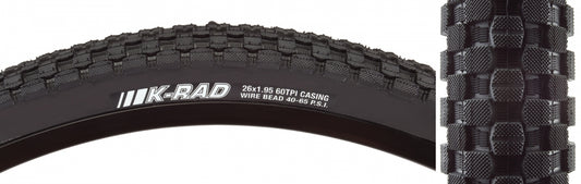 Tire Ken K-Rad Sport 26X1.95 Black/Bk Src/60 Wire 65Psi