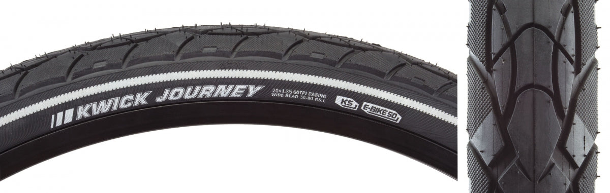 Tire Ken Kwick Journey Sport 20X1.35 Black/Bk/Ref Src/Ks Wire 80Psi E50