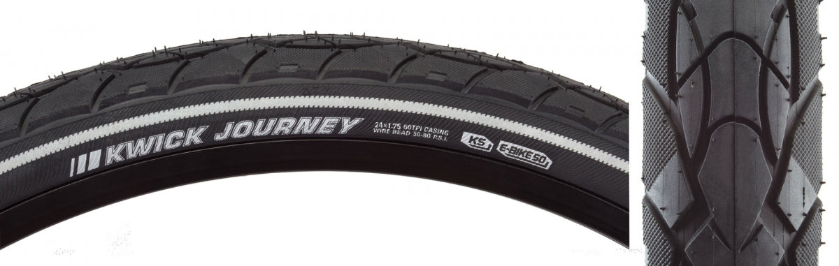 Tire Ken Kwick Journey Sport 24X1.75 Black/Bk/Ref Src/Ks Wire 80Psi E50