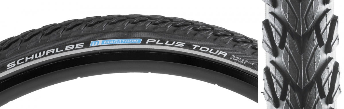 Tire Swb Marathon Plus Tour 26X2.0 Perf Twin Sm-Guard Black/Bk/Ref Endurance E25 Wire