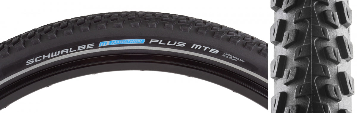 Tire Swb Marathon Plus Mtb 26X2.1 Perf Twin Sm-Guard Black/Bk/Ref Dual E50 Wire