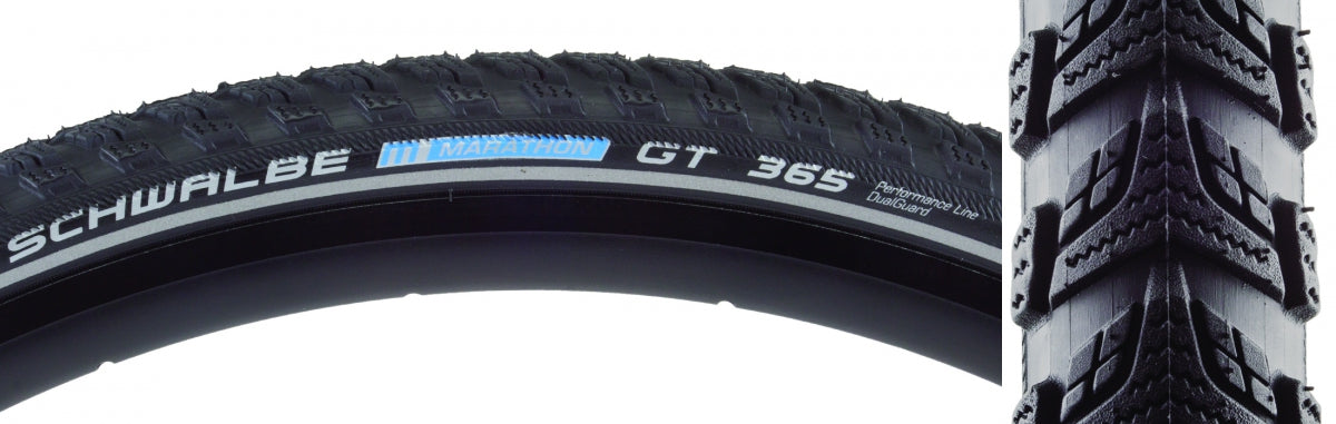 Tire Swb Marathon Gt 365 700X38 Perf Twin Dualguard Black/Bk/Ref Four Season E50 Wire