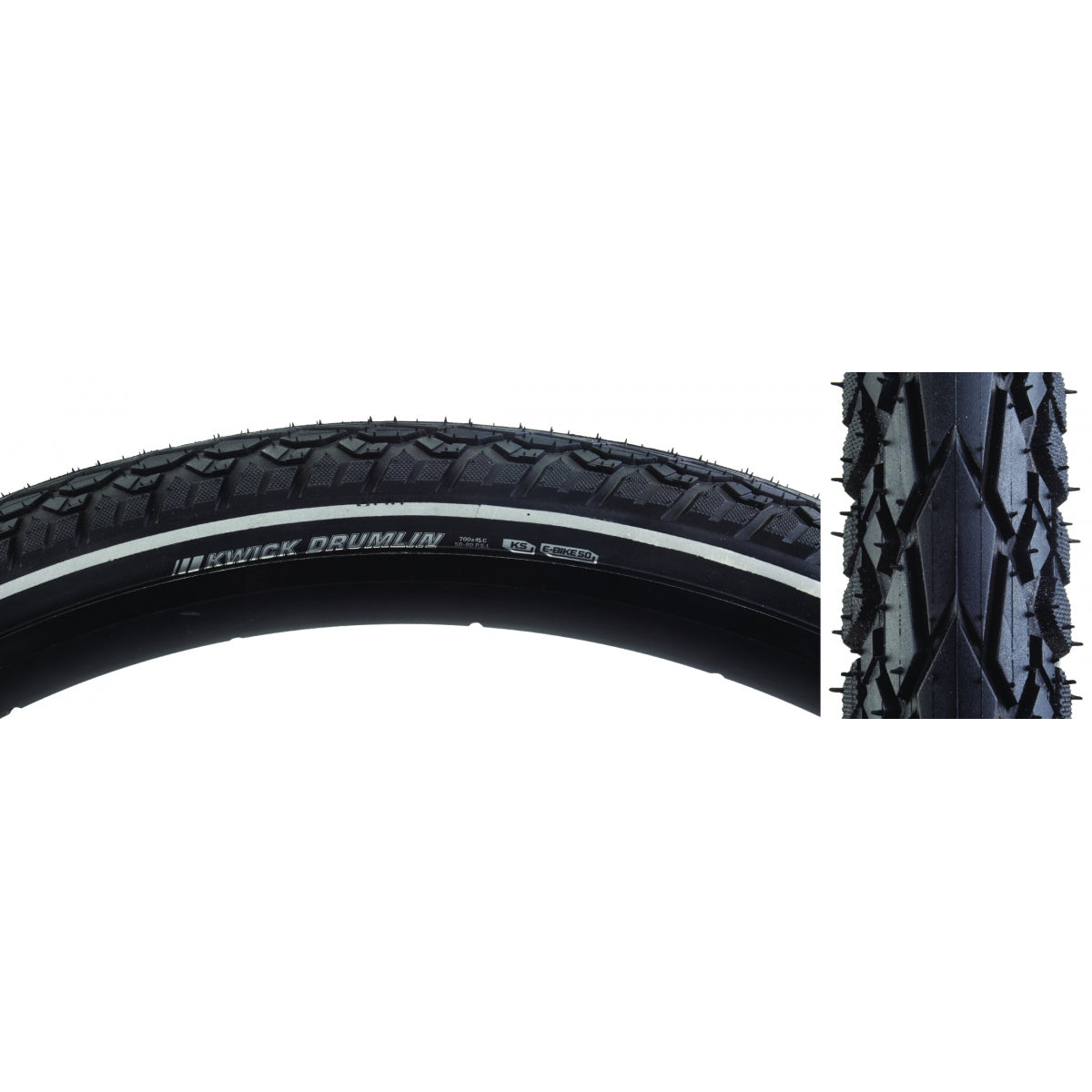 Kenda Kwick Drumlin Tire - 700 x 45, Clincher, Wire, Black/Reflective, K-Shield, SRC, E-50