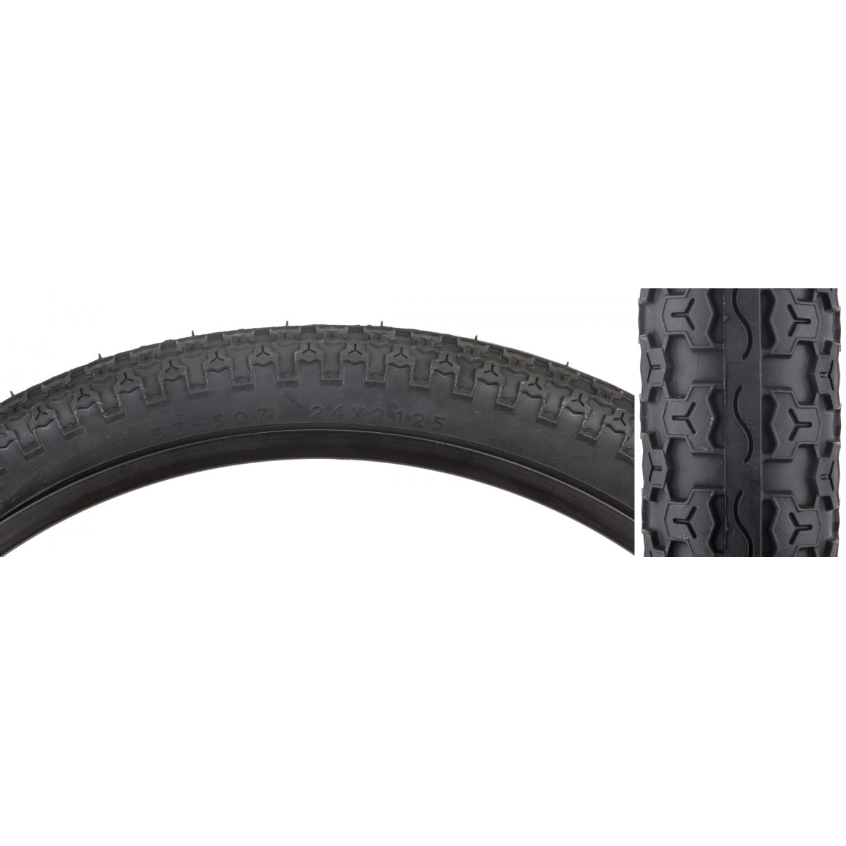 Tire Sunlite 24X2.125 Black/Bk Raisd Ctr K52 Wire