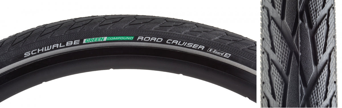 Tire Swb Road Cruiser 16X1.75 Active Twin K-Guard Black/Bsk/Ref Gn-Compound Wire