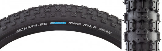 Schwalbe Mad Mike 20X1.75 Tire, Active, Twin K-Guard, Classic Chain Tread, Full Black, Wire Bead