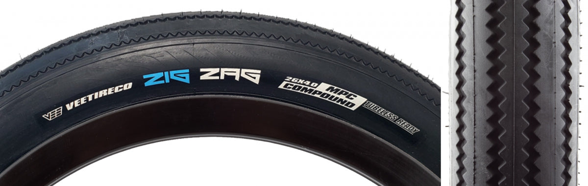 Tire Vee Zigzag 26X4.0 Black/Bk Fold/72