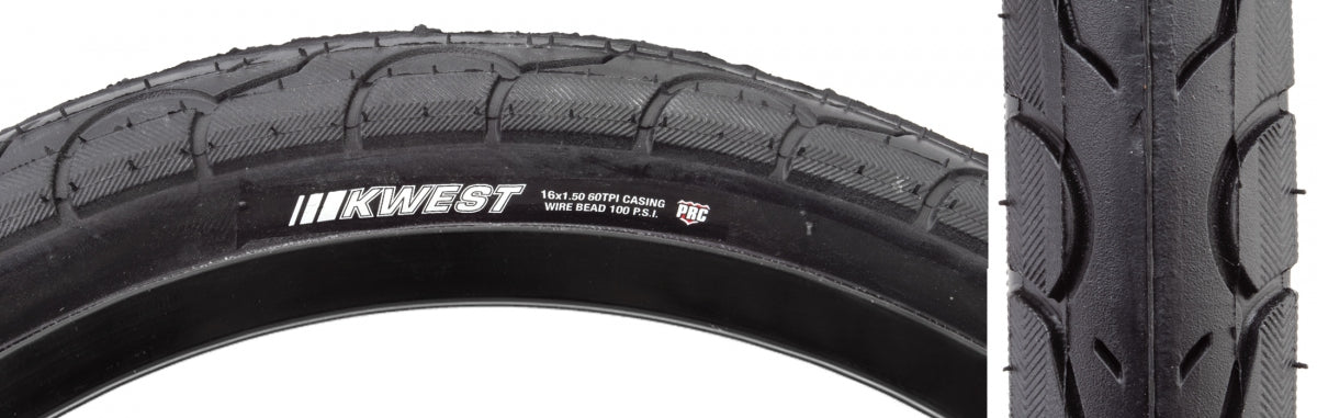 Tire Ken Kwest 16X1.5 Black/Bk Src/Prc/60 Wire 100Psi