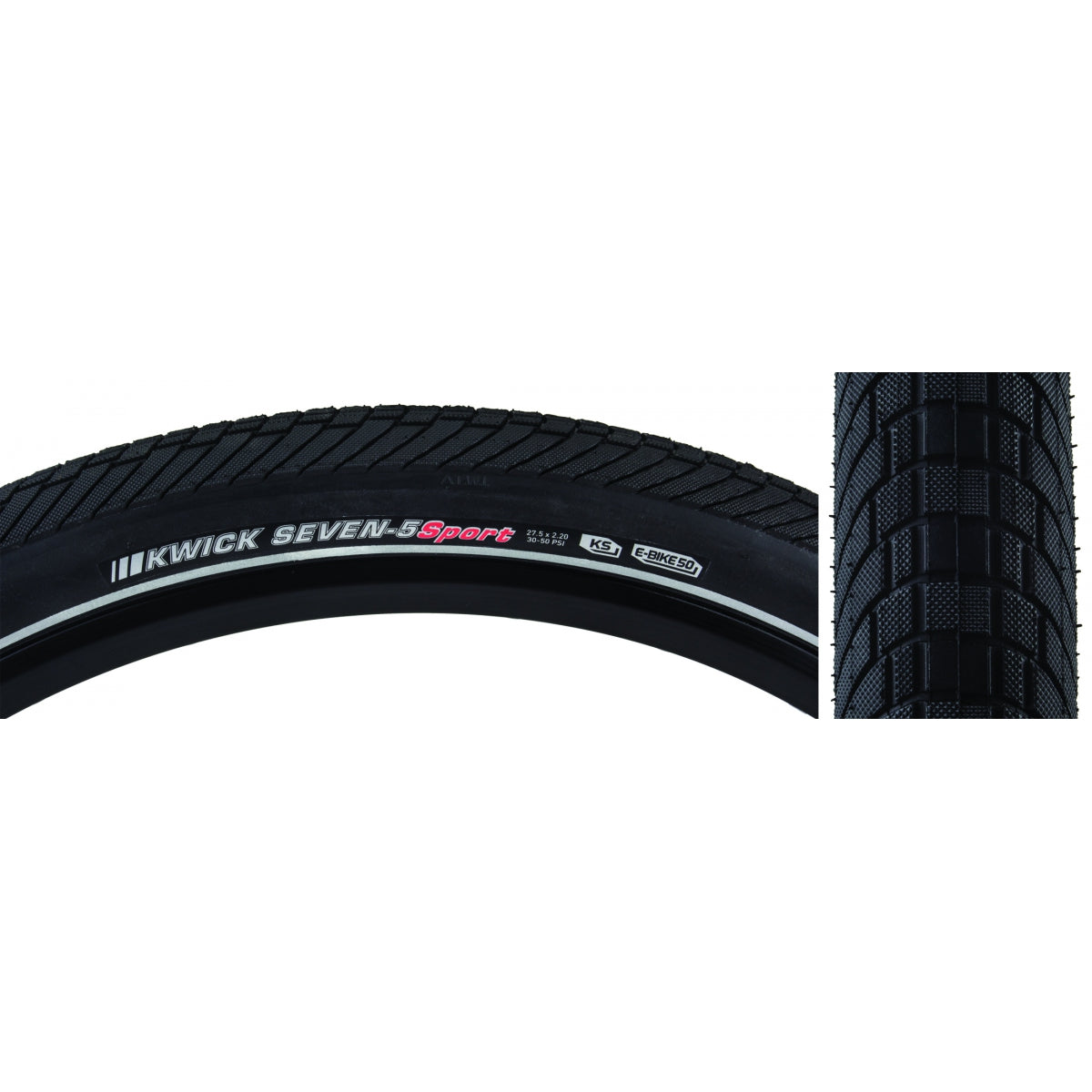 Kenda Kwick Seven.5 Tire - 27.5 x 2.2, Clincher, Wire, Black/Reflective, 60tpi, KS