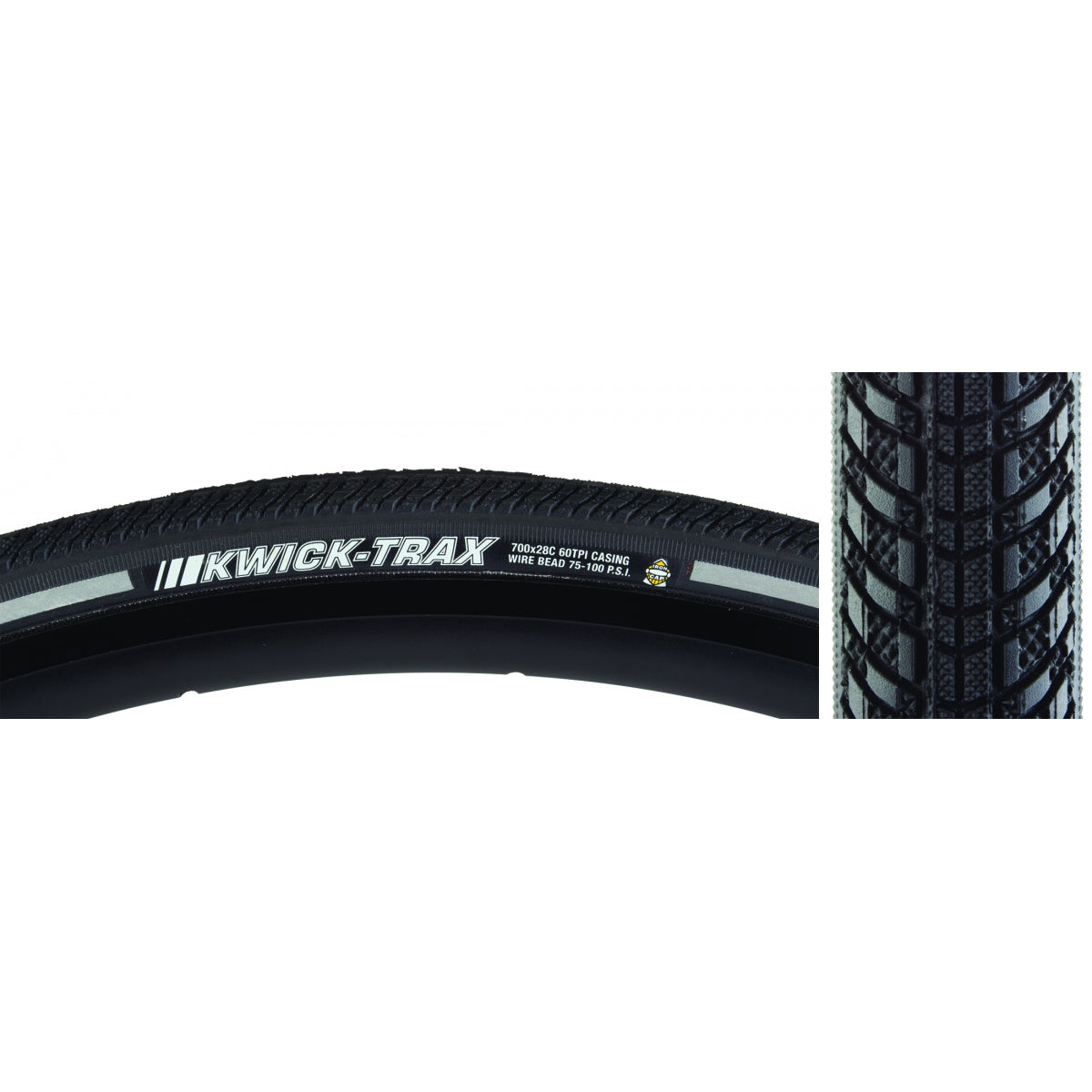 Tire Ken Kwick Trax 700X28 Black/Bk/Ref Src/Icap/60 Wire 100Psi