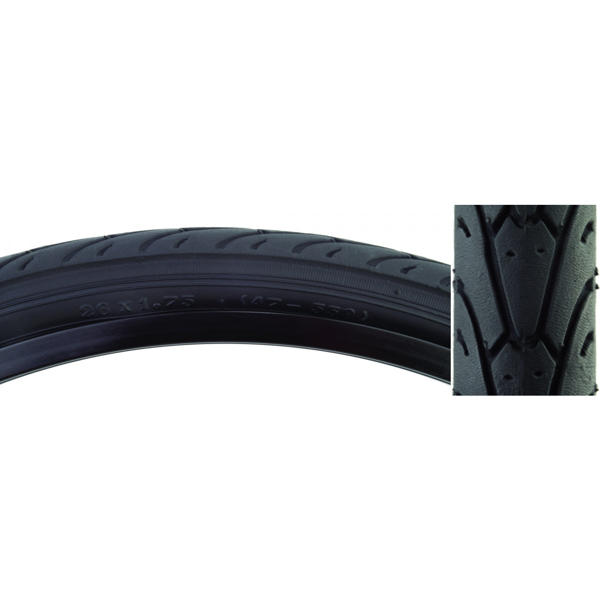 Tire Sunlite 26X1.75 Black/Bk City Slick Ii Fold-Cb/30 85Psi