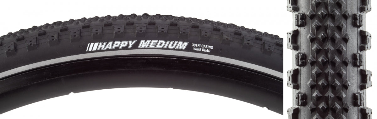 Tire Sunlite 700X35 Black/Bk/Ref-Stripe 30 Wire Happy Medium