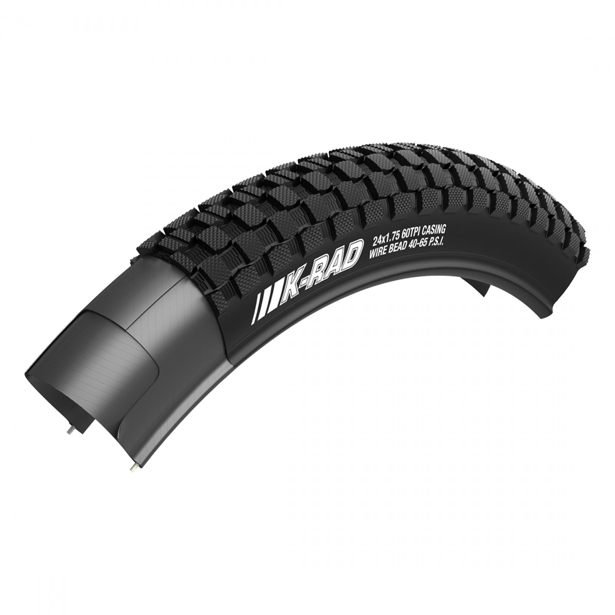 Tire Ken K-Rad Sport 26X2.125 Black/Bk Src/Prc/60 Wire 80Psi