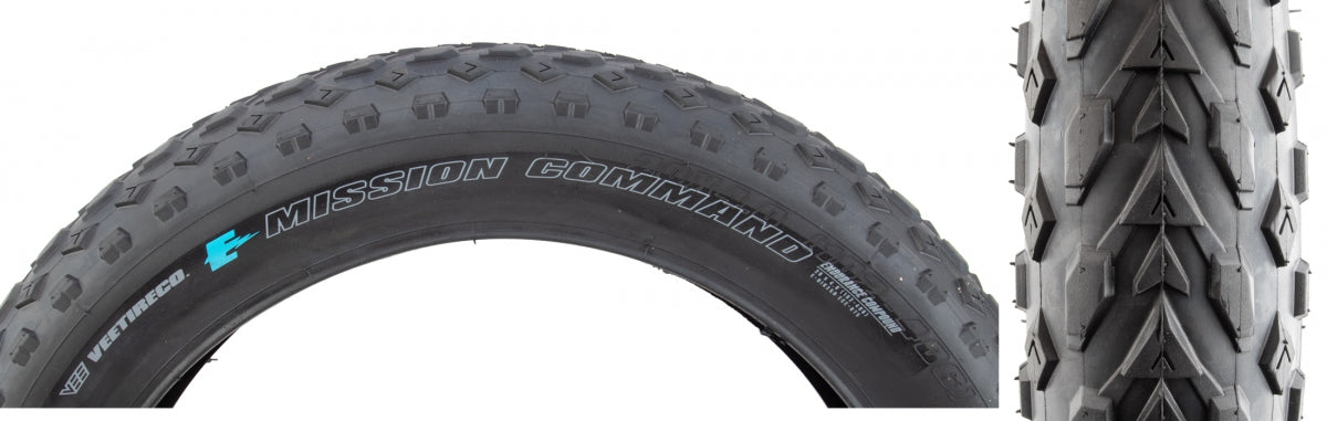 Tire Vee Mission Command 20X4.0 Black/Bk Wire/26 Enduro/Over Ride E50