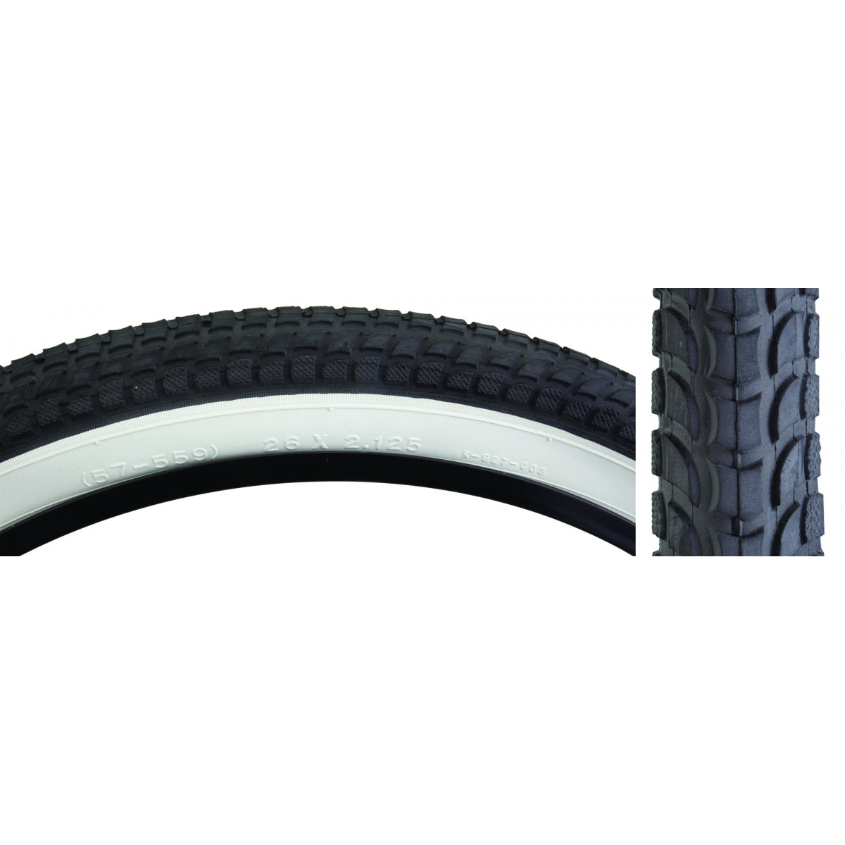 Tire Sunlite 26X2.125 Black/Wh Cruiser K927W/Sun Logo Komfort Wire