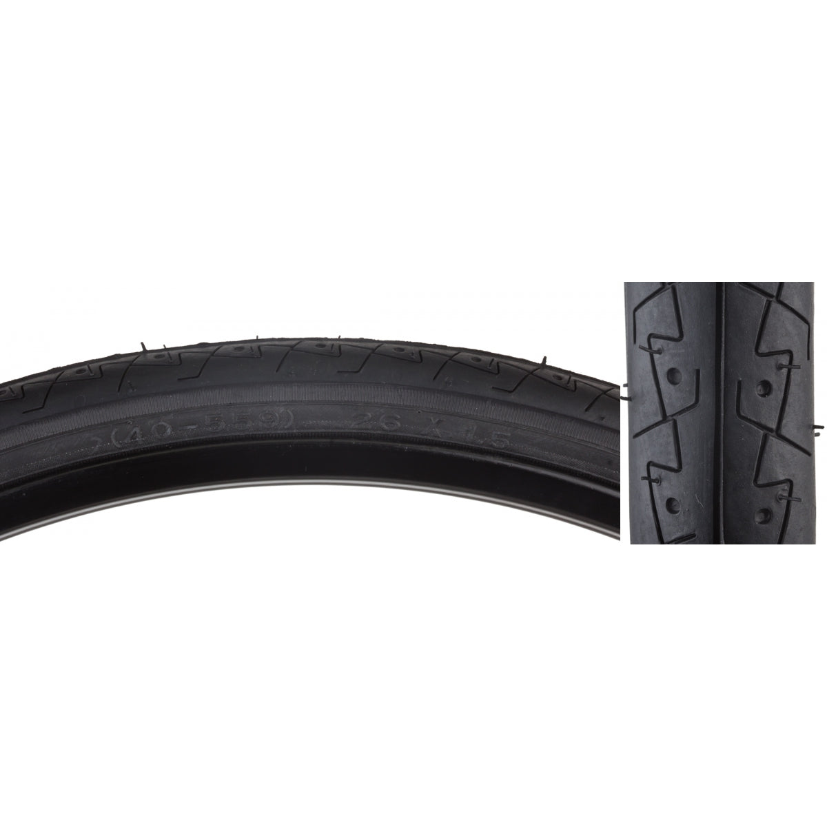 Tire Sunlite 26X1.5 Black/Bk City Slick K154 Wire