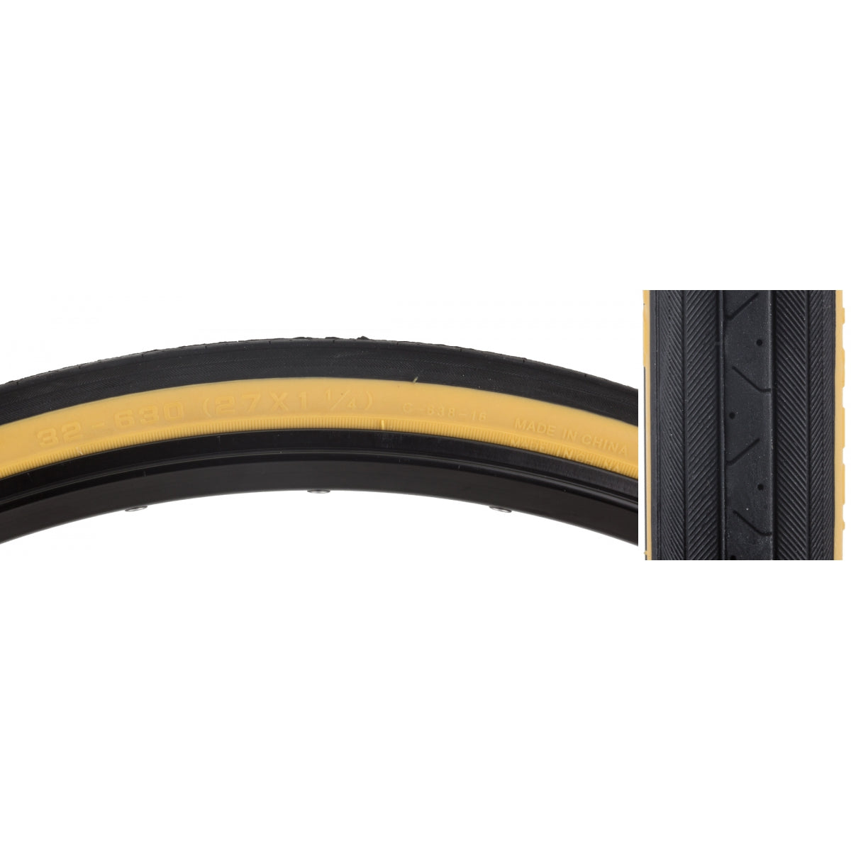 Tire Sunlite 27X1-1/4 Cst638 Black/Gum Rd Wire