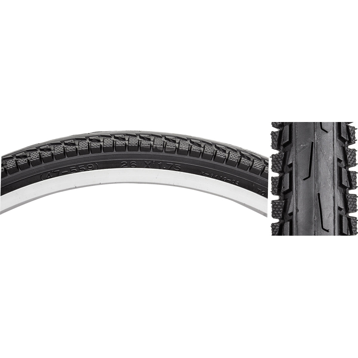 Tire Sunlite 26X1.75 Black/Bk City K841C Comfort Wire