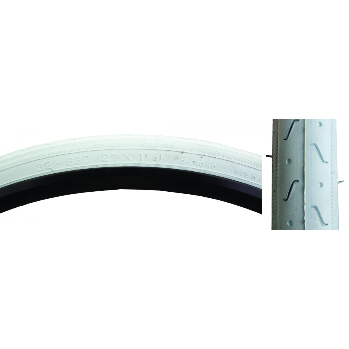 Tire Sunlite 27X1-1/4 Cst740 Wh/Wht S-Hp Wire