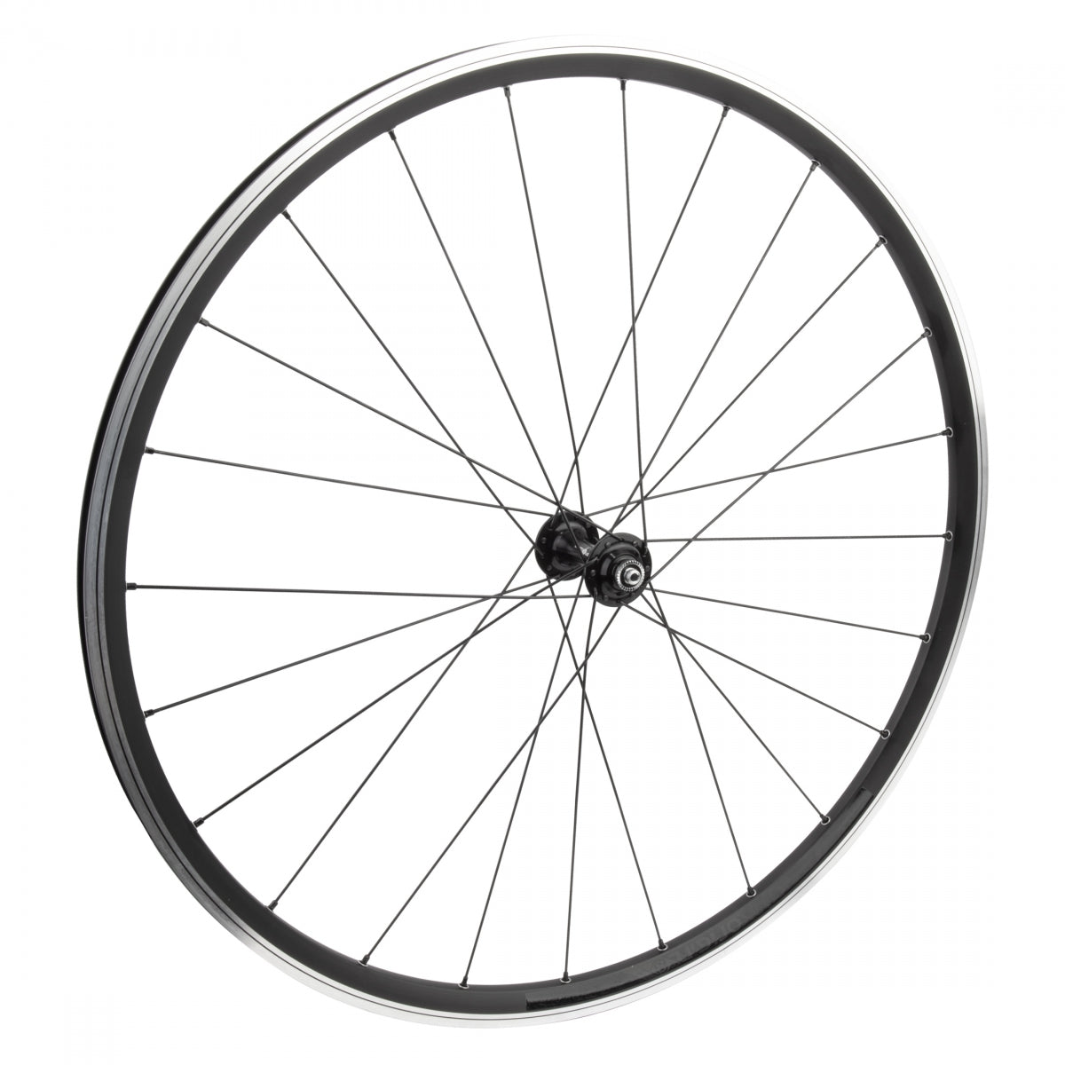 WheelMaster 700C OR8 SL18 Alloy Road Front Bicycle Wheel, Black Double Wall Machined Sidewall Rim, 24 Spoke, QR
