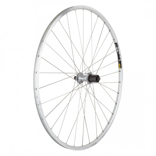 Wheel Master 700C Alloy Road Double Wall Rear Wheel, 622x15, Mavic Open Elite Silver Machined Side Wall Rim, 32H, Shimano RS400 Silver Hub, 8-11sp Cassette, 130mm O.L.D., DT Swiss 2.0 Silver Spokes