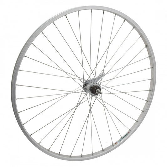 Wheel Master 27"x1-1/4 Alloy Urban Single Speed Rear Wheel, 630x19, Alloy Silver Rim, 36H, Shimano E110 Silver Hub, Coaster Brake, 110mm O.L.D., 14gÂ UCP Spokes, with trim kit