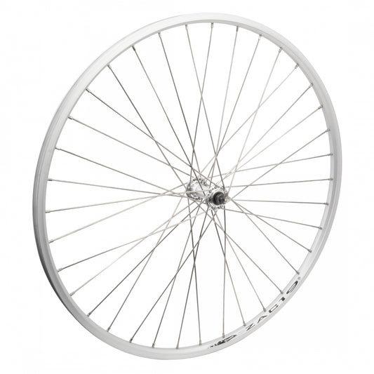 700c x 35 / 29" Alloy Hybrid/Comfort Double Wall Front Wheel Weinmann Zac-19 Silver Rim, 36H, AQ-1000 Alloy Quick Release Silver Hub, 12g Stainless Steel Spokes