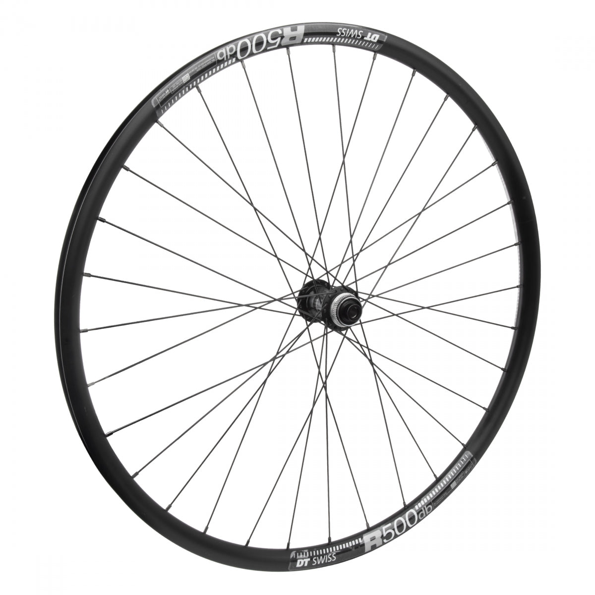 WheelMaster 700C DT Swiss R 500 Disc Alloy Road Disc Front Bicycle Wheel, Black Double Wall Rim, 32 Spoke