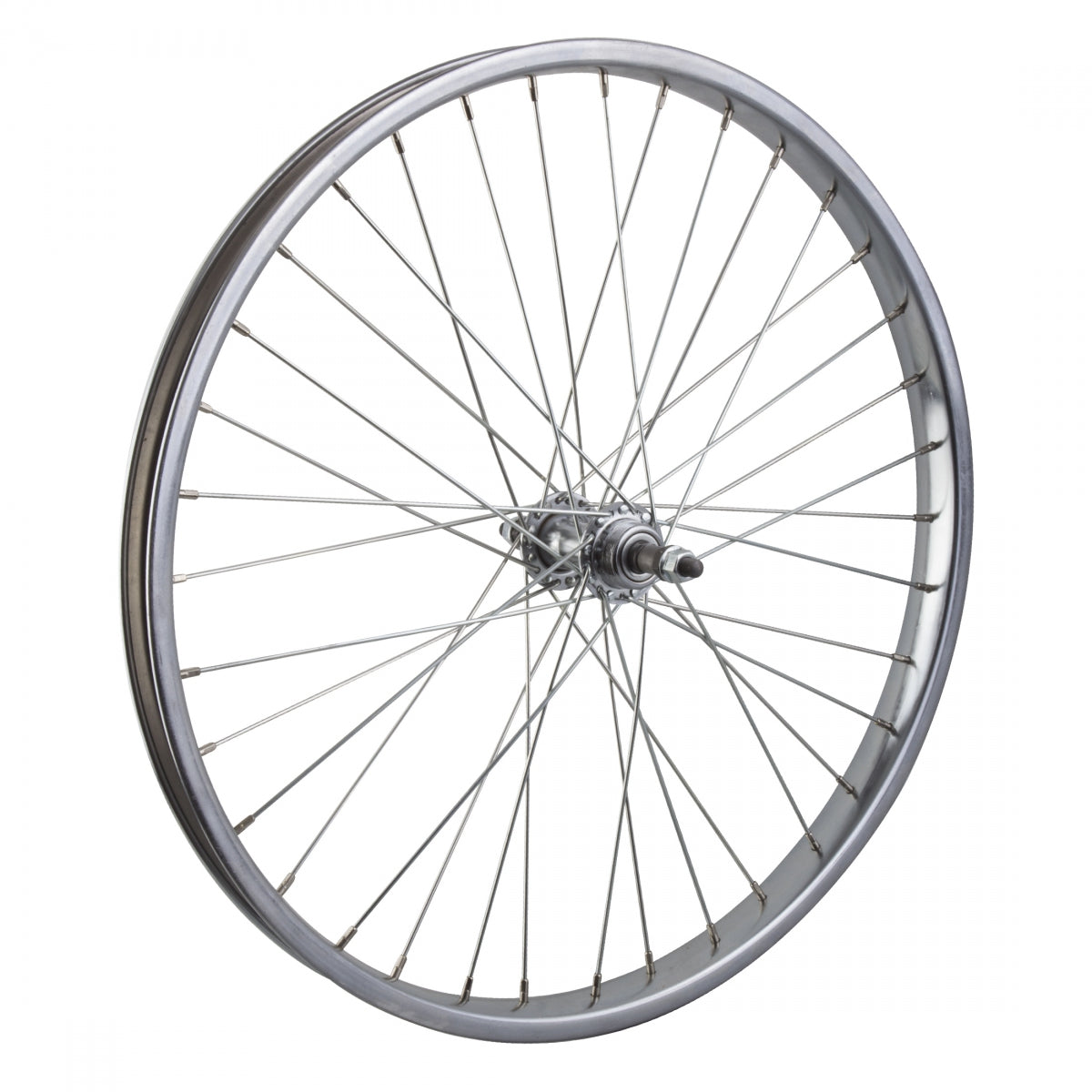 Cruiser Comfort Rear Bicycle Wheel 24" x 2.125" 36 Spoke Steel Bolt On Axle Silver 5/6/7 Speed Freewheel