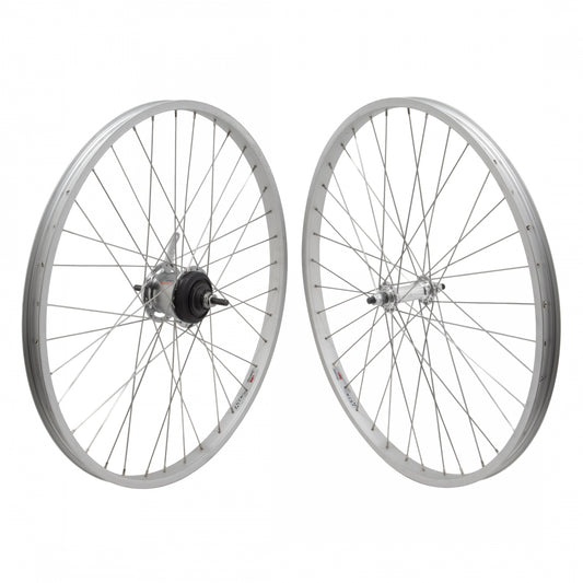 Wheel Master Alloy 26 x 1.5 Cruiser/Comfort Wheelset, 7-Speed, Coaster Brake, Silver, 14g SS Spokes, 36H