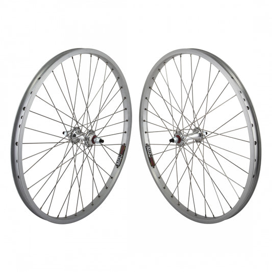 WheelMaster Front And Rear Bicycle Wheel Set, 24 x 1.75 36H, Sun Ryno-lite, Bolt On, Silver