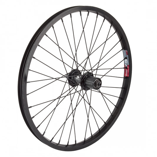 20" Alloy Recumbent Rear Bicycle Wheel, Black Single Wall Non-Machined Sidewall Rim, 36 Spoke, 8-11 Speed Cassette, QR