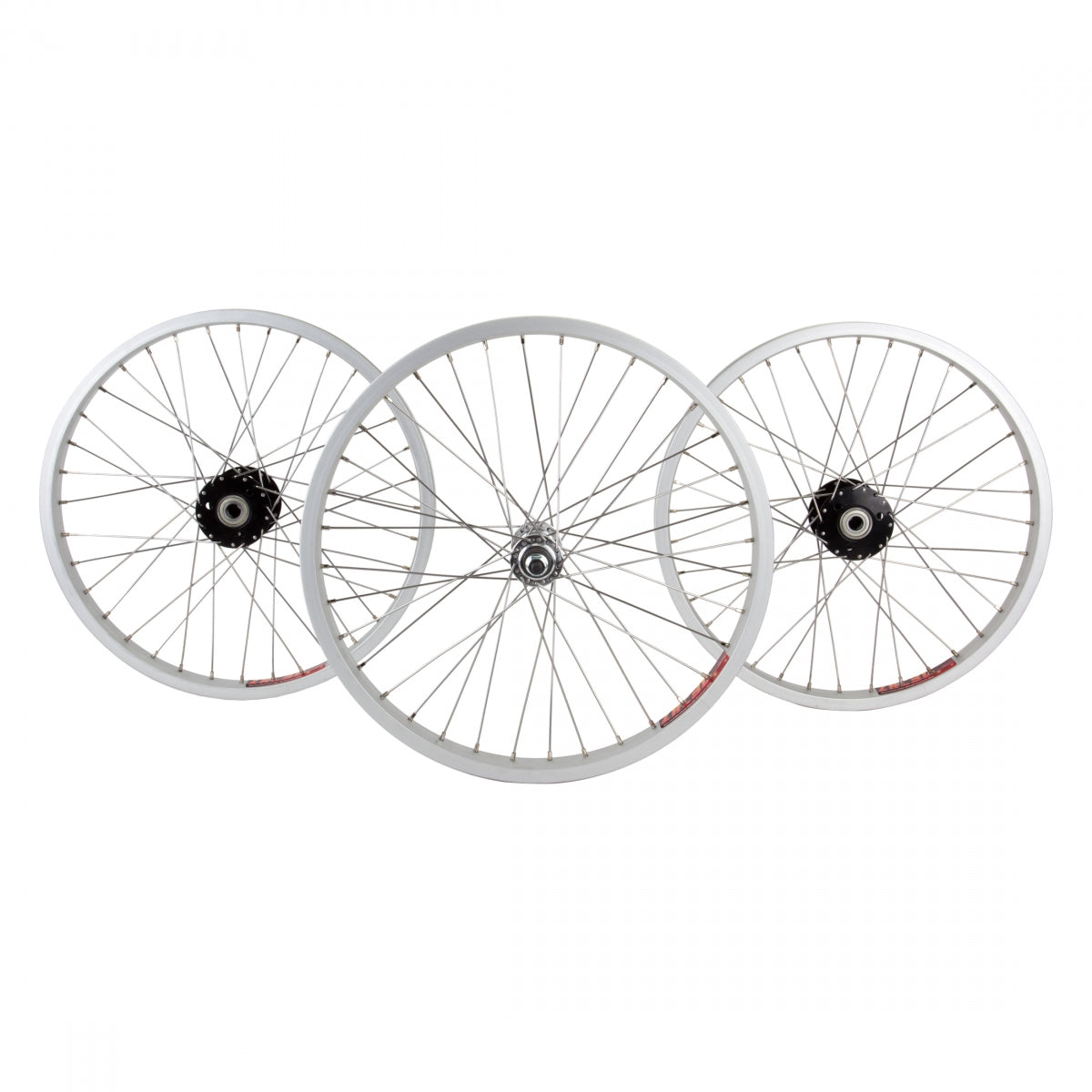 WheelMaster Alloy 20x1.75 Trike Wheelset, Silver Rims, 36H, 3/8 Bolt-On, 15mm, Black Hubs