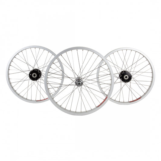 WheelMaster Alloy 20x1.75 Trike Wheelset, Silver Rims, 36H, 3/8 Bolt-On, 15mm, Black Hubs