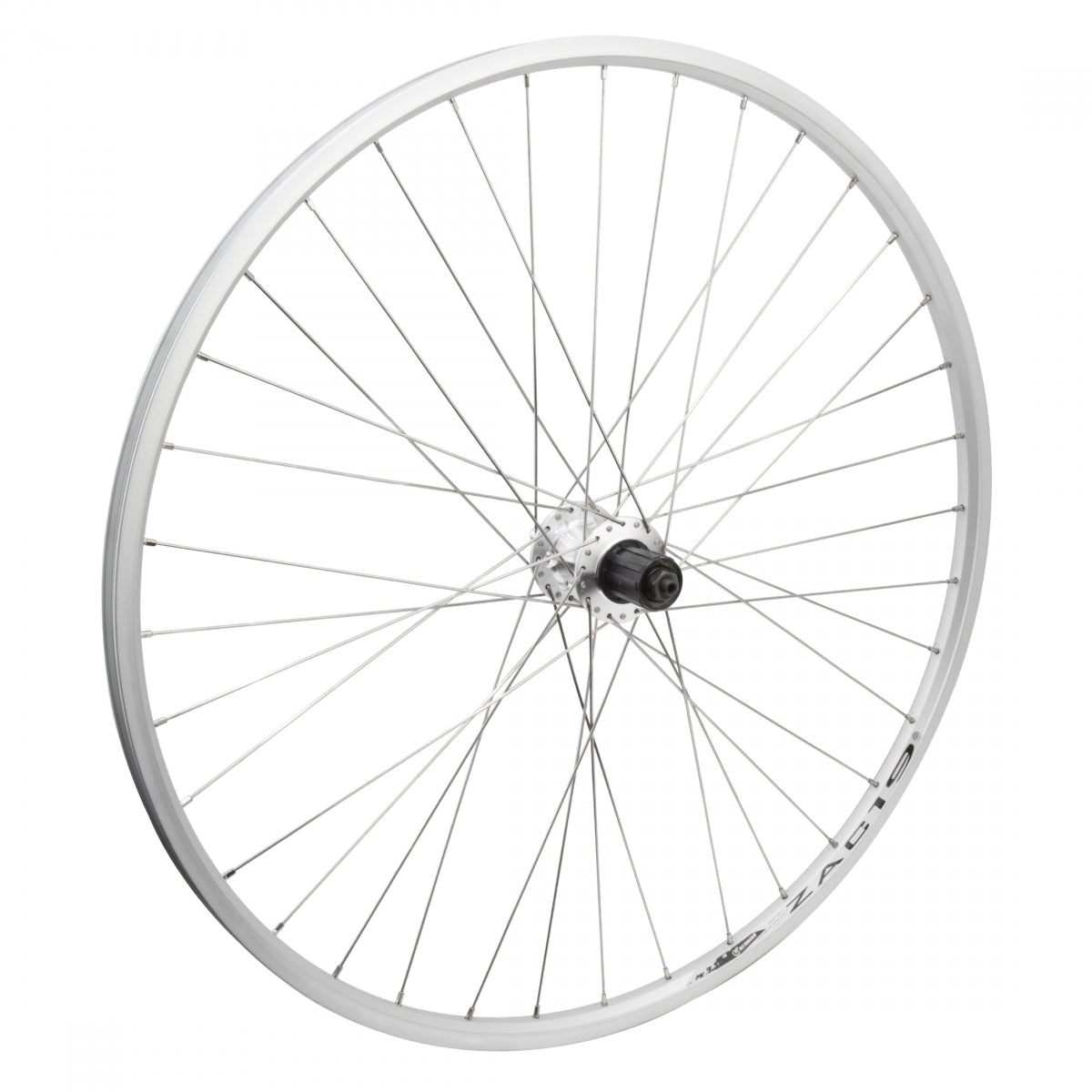 WheelMaster 700C/29" Weinmann ZAC19 Alloy Hybrid/Comfort Disc Rear Bicycle Wheel, Silver Double Wall Machined Sidewall Rim, 36 Spoke, 8-11 Speed Cassette, QR