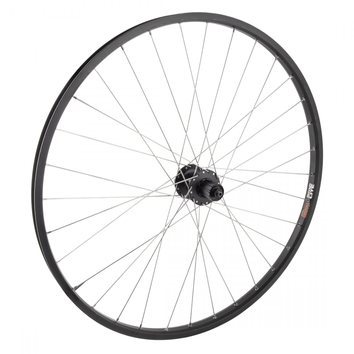 Wheel Rear 29 Sun Rhyno Lite Black 32h, Shimano Deore M525 6-bolt disc hub, 135mm QR DT Swiss silver 2.0mm spokes