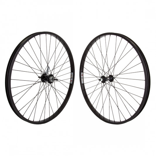 26" Weinmann AS7X Alloy Cruiser/Comfort Bicycle Wheelset, Black Single Wall Non-Machined Sidewall Rim, 36 Spoke