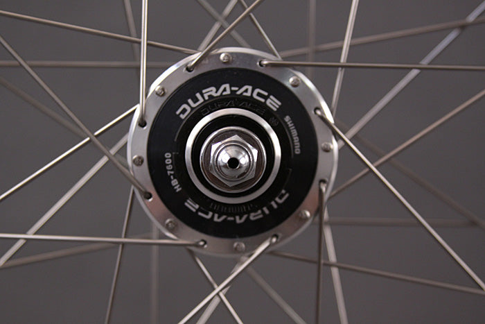 H + Plus Son TB14 Silver Dura Ace 7600 Track Hubs Wheelset 36h