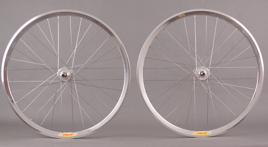 Velocity Deep V Polished Silver Rims 700c Track Bike Fixed Gear Wheelset