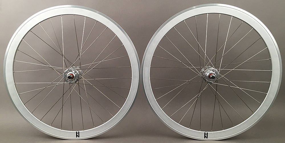 H Plus + Son SL42 Sandblasted Silver Fixed Gear Wheelset MSW 32H