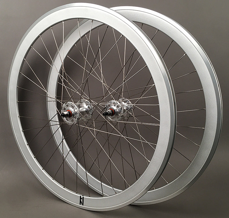 H Plus + Son SL42 Sandblasted Silver Fixed Gear Wheelset MSW 32H