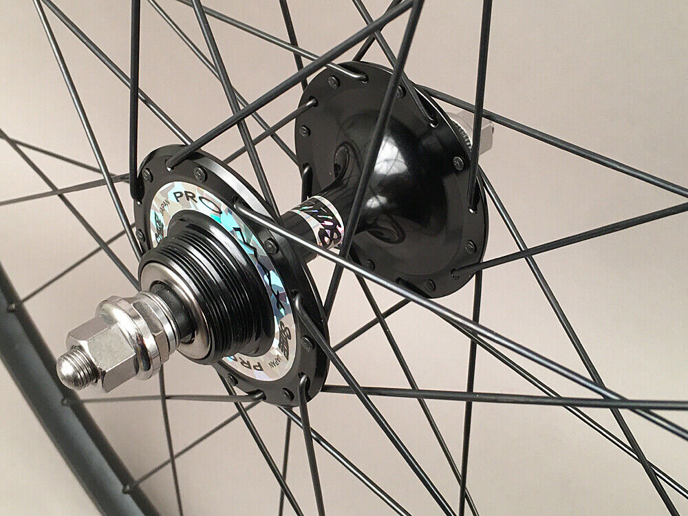 H Plus Son Archetype Black Rims Suzue ProMax Hubs Track Bike Fixed Gear Wheelset