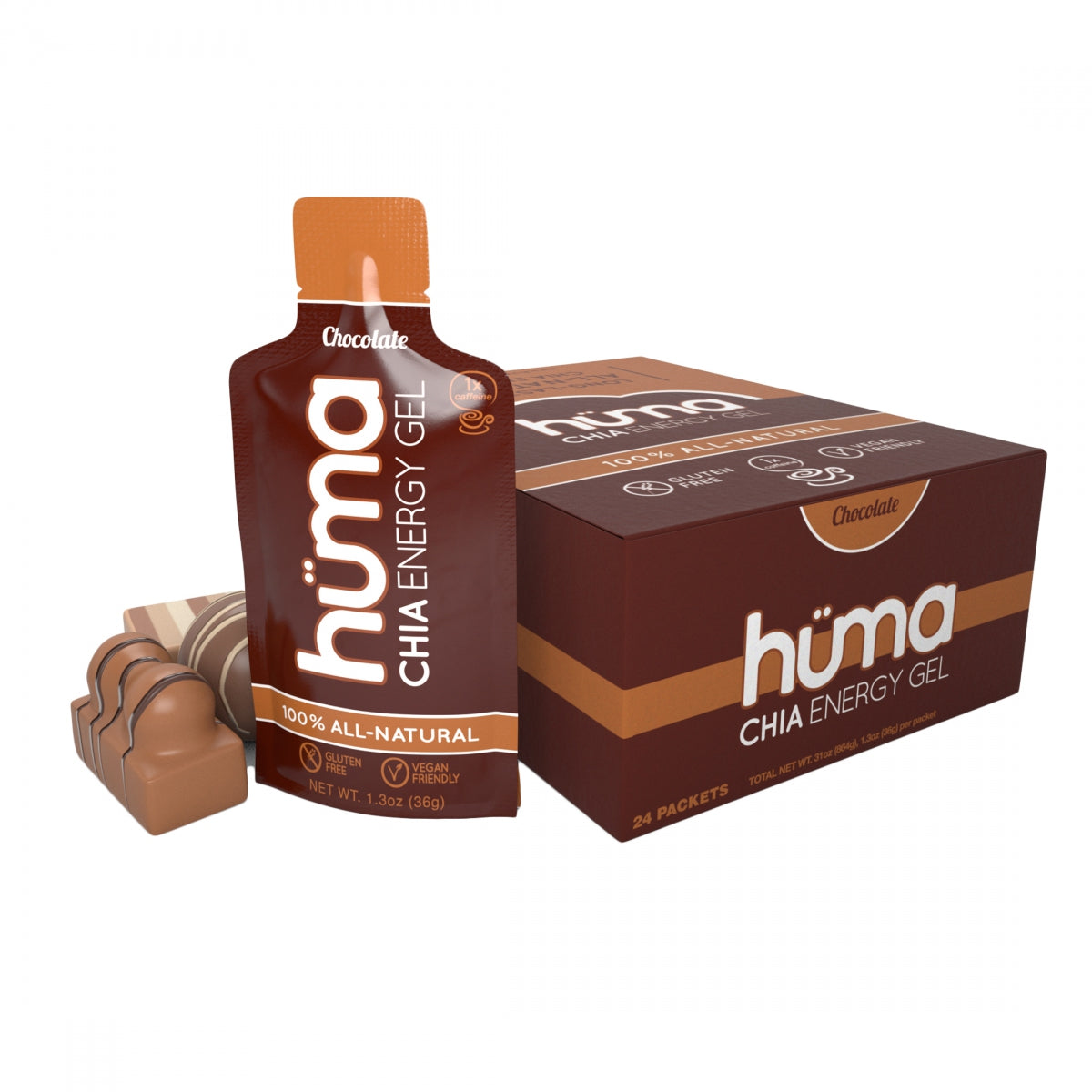 Food Huma Chia Energy Gel Chocolate Bxof24