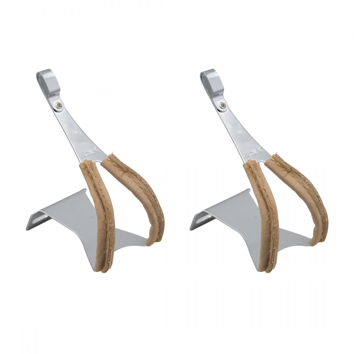 Toe Clips Mks Rd Stl Chrome Plated W/Leather Xl