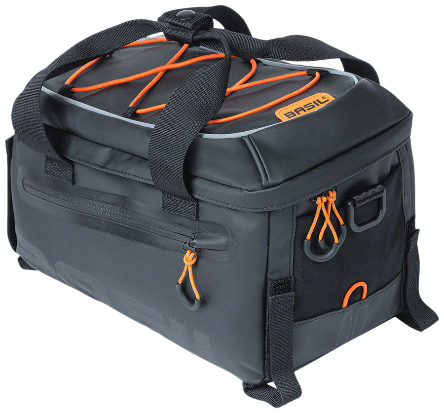 Basil Miles Trunk Bag - 7L, Strap Mount, Black/Orange