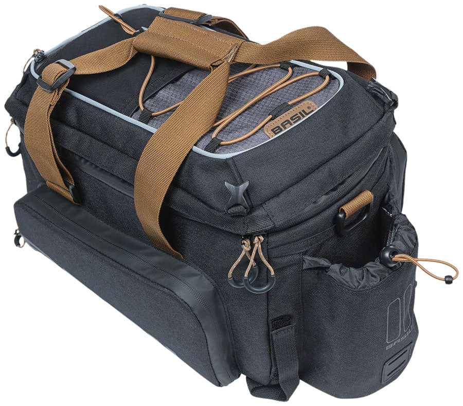 Basil Miles XL Pro Trunk Bag - 9-36L, Strap Mount, Black/Brown